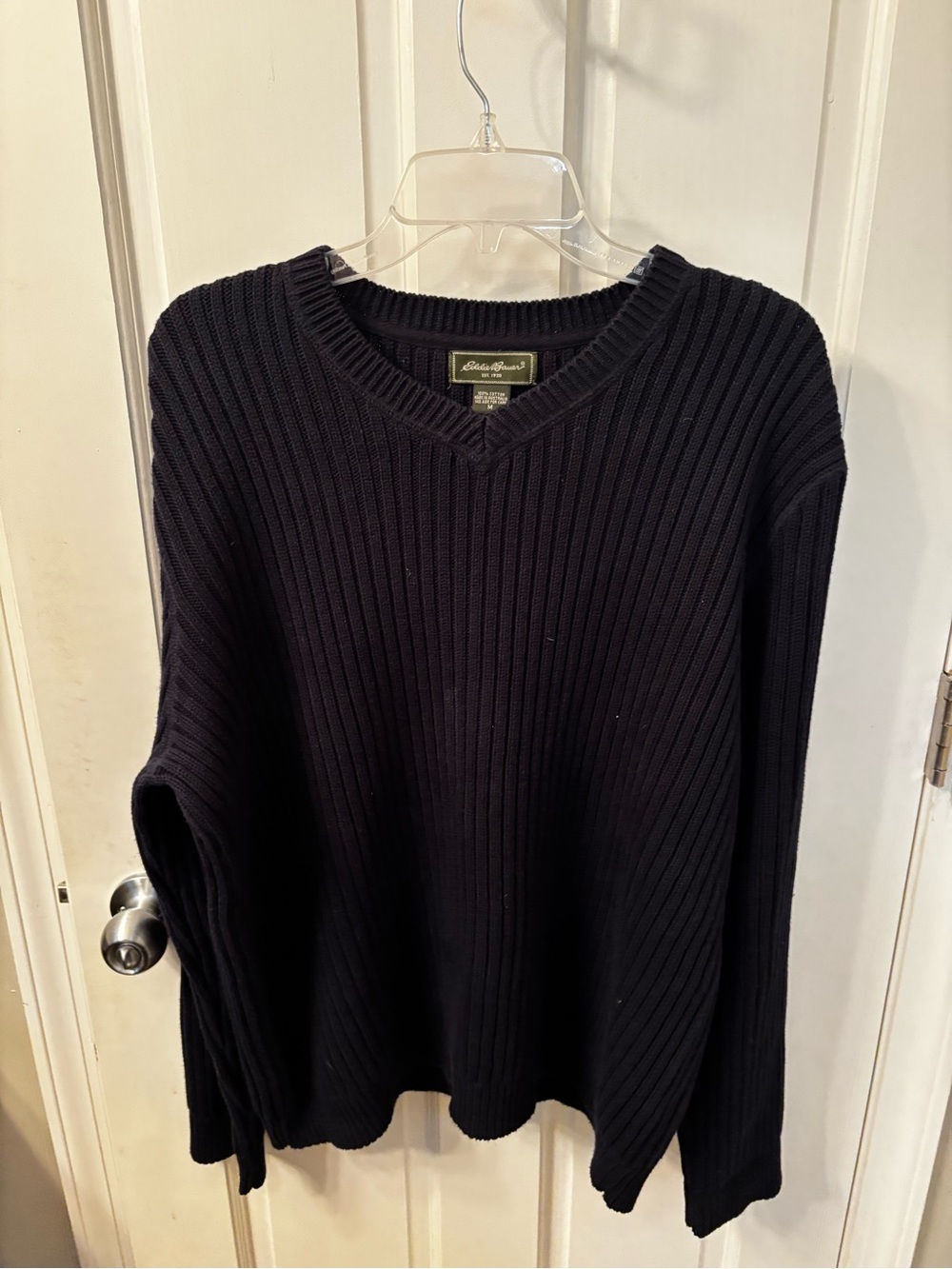 Eddie Bauer Men’s Navy Blue V-Neck Sweater